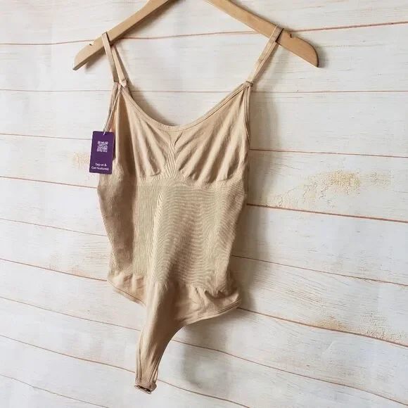 HeyShape Stretchy Snatched Thong Shapewear Bodysuit Neutral Nude Beige XXXL